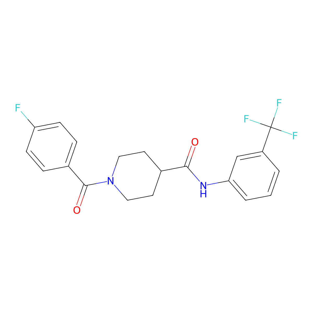 1-[(4-fluorophenyl)carbonyl]-N-[3-(trifluoromethyl)phenyl]piperidine-4-carboxamide molecular structure, CAS 591238-78-7