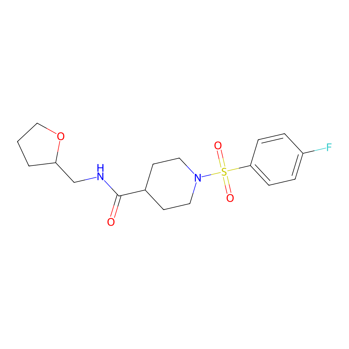 1-(4-fluorophenyl)sulfonyl-N-(oxolan-2-ylmethyl)piperidine-4-carboxamide molecular structure, CAS 591238-83-4