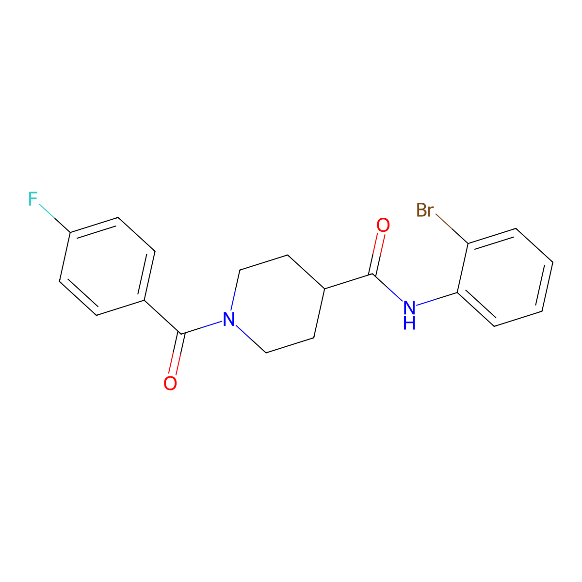 N-(2-bromophenyl)-1-(4-fluorobenzoyl)piperidine-4-carboxamide molecular structure, CAS 591238-84-5