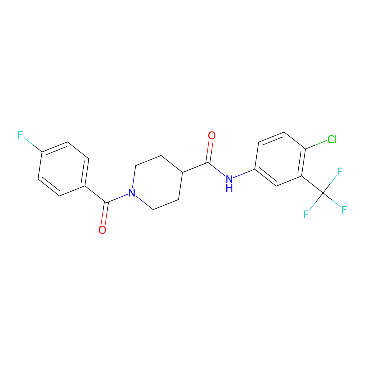 N-[4-chloro-3-(trifluoromethyl)phenyl]-1-(4-fluorobenzoyl)piperidine-4-carboxamide molecular structure, CAS 591238-88-9