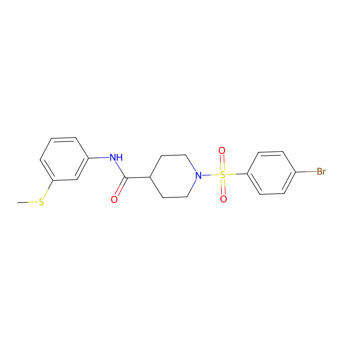 1-(4-bromophenyl)sulfonyl-N-(3-methylsulfanylphenyl)piperidine-4-carboxamide molecular structure, CAS 591238-97-0