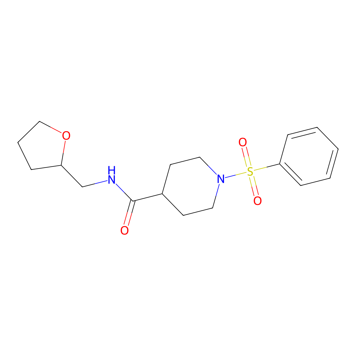 1-(benzenesulfonyl)-N-(oxolan-2-ylmethyl)piperidine-4-carboxamide molecular structure, CAS 591238-98-1
