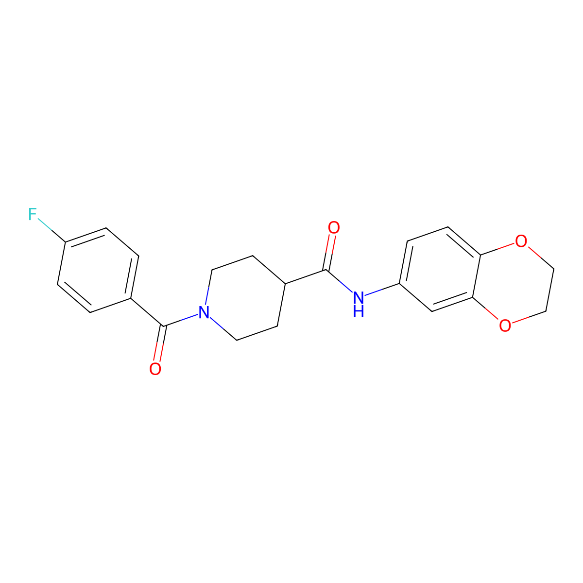 N-(2,3-dihydro-1,4-benzodioxin-6-yl)-1-(4-fluorobenzoyl)piperidine-4-carboxamide molecular structure, CAS 591238-99-2