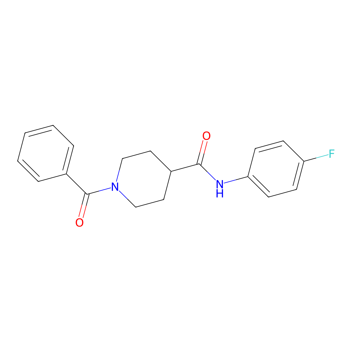 1-benzoyl-N-(4-fluorophenyl)piperidine-4-carboxamide molecular structure, CAS 591239-06-4