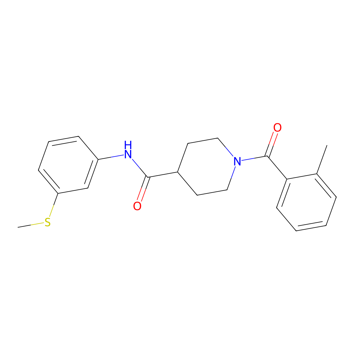 1-(2-methylbenzoyl)-N-(3-methylsulfanylphenyl)piperidine-4-carboxamide molecular structure, CAS 591239-07-5