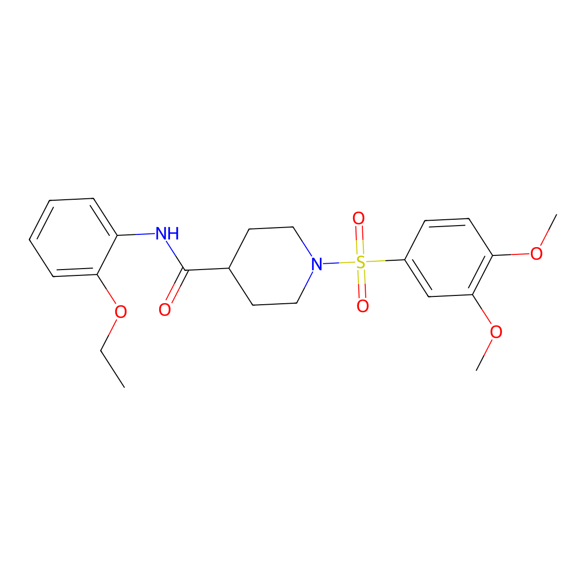 1-(3,4-dimethoxyphenyl)sulfonyl-N-(2-ethoxyphenyl)piperidine-4-carboxamide molecular structure, CAS 591239-08-6