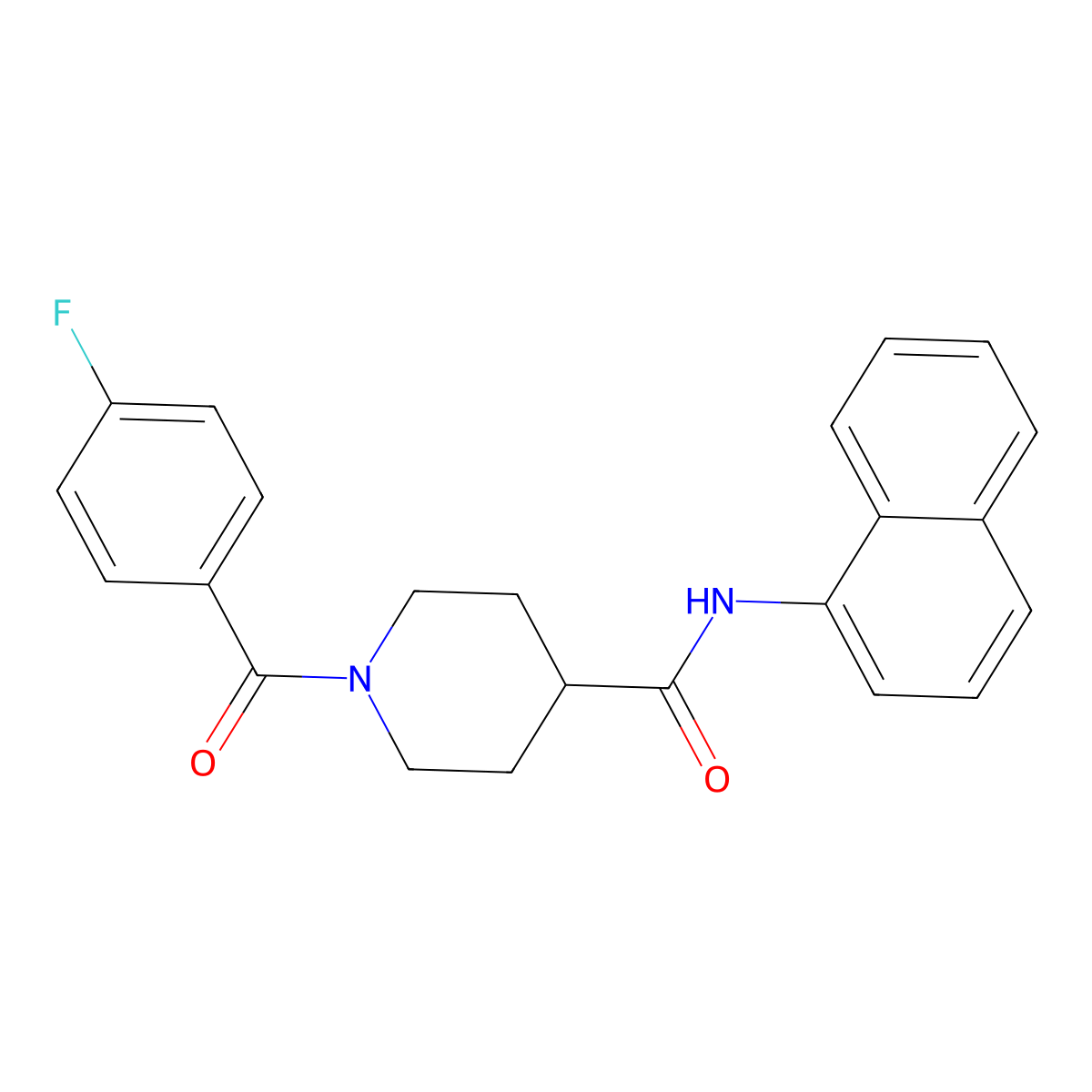 1-(4-fluorobenzoyl)-N-naphthalen-1-ylpiperidine-4-carboxamide molecular structure, CAS 591239-09-7