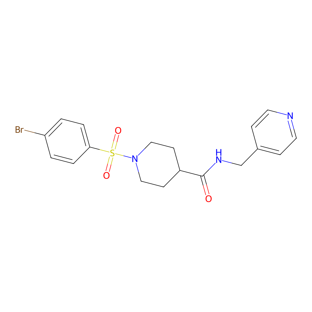 1-(4-bromophenyl)sulfonyl-N-(pyridin-4-ylmethyl)piperidine-4-carboxamide molecular structure, CAS 591239-10-0
