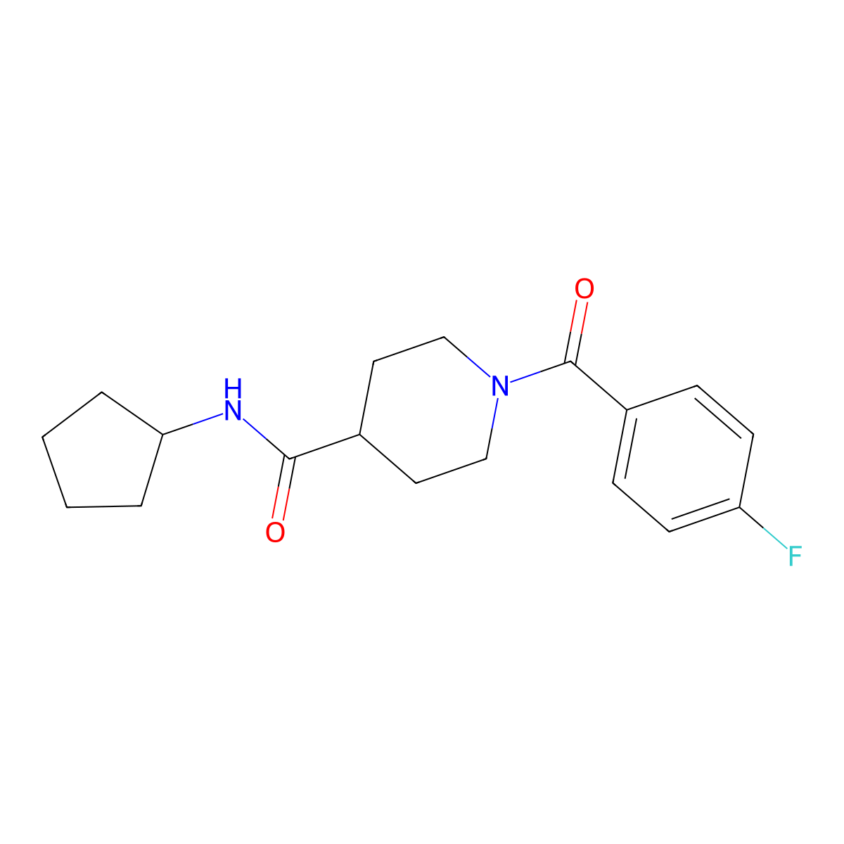 N-cyclopentyl-1-(4-fluorobenzoyl)piperidine-4-carboxamide molecular structure, CAS 591239-12-2