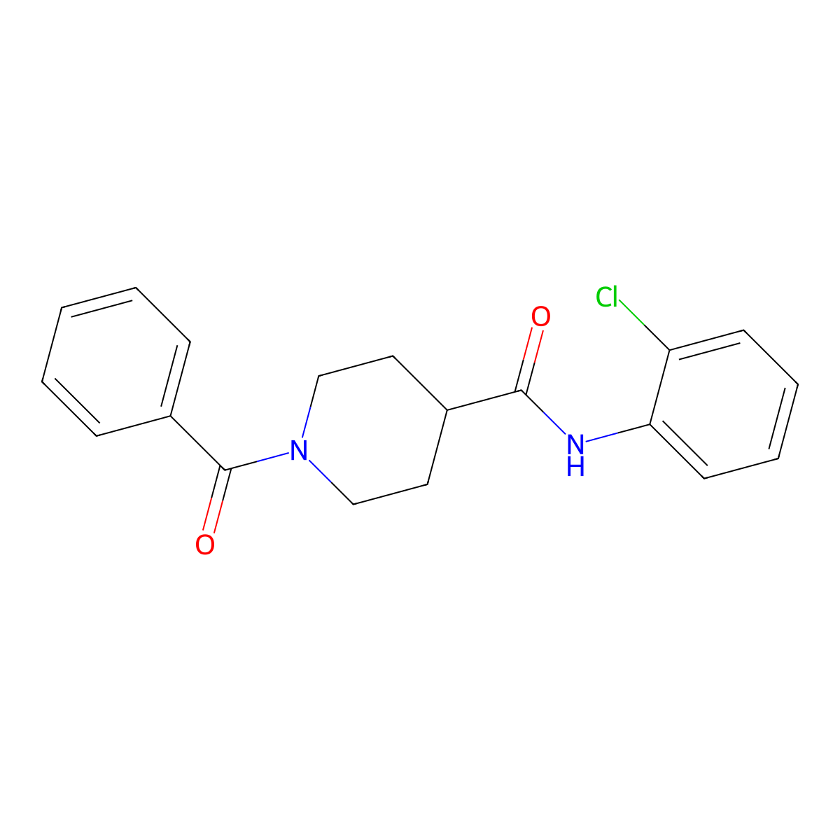 1-benzoyl-N-(2-chlorophenyl)piperidine-4-carboxamide molecular structure, CAS 591239-13-3