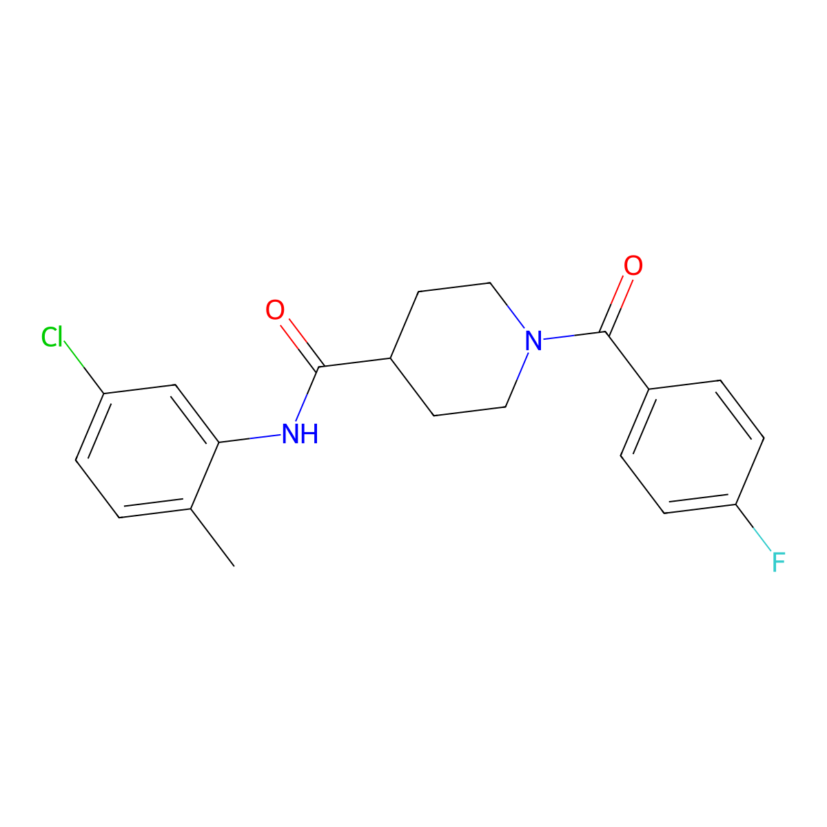 N-(5-chloro-2-methylphenyl)-1-(4-fluorobenzoyl)piperidine-4-carboxamide molecular structure, CAS 591239-16-6