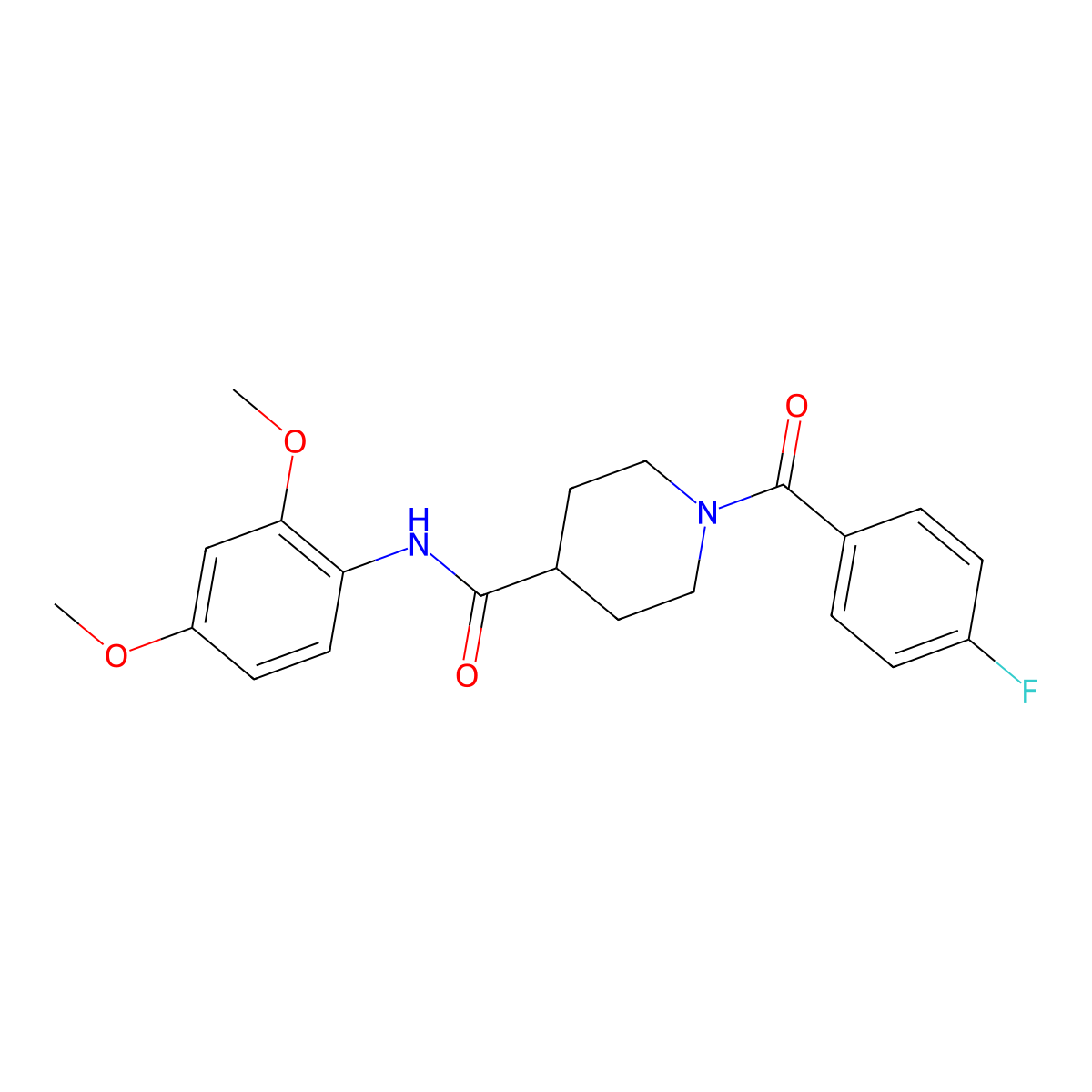 N-(2,4-dimethoxyphenyl)-1-(4-fluorobenzoyl)piperidine-4-carboxamide molecular structure, CAS 591239-17-7
