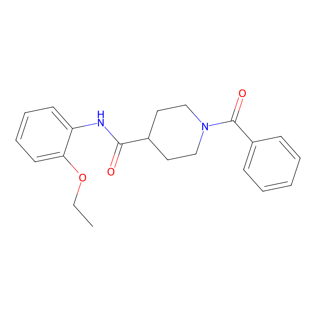 1-benzoyl-N-(2-ethoxyphenyl)piperidine-4-carboxamide molecular structure, CAS 591239-18-8