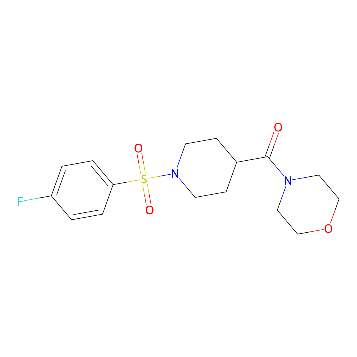 [1-(4-Fluorophenyl)sulfonylpiperidin-4-yl]-morpholin-4-ylmethanone molecular structure, CAS 591239-20-2
