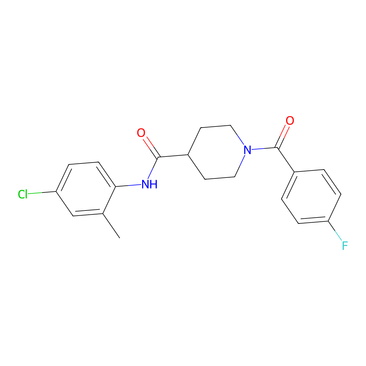 N-(4-chloro-2-methylphenyl)-1-(4-fluorobenzoyl)piperidine-4-carboxamide molecular structure, CAS 591239-22-4
