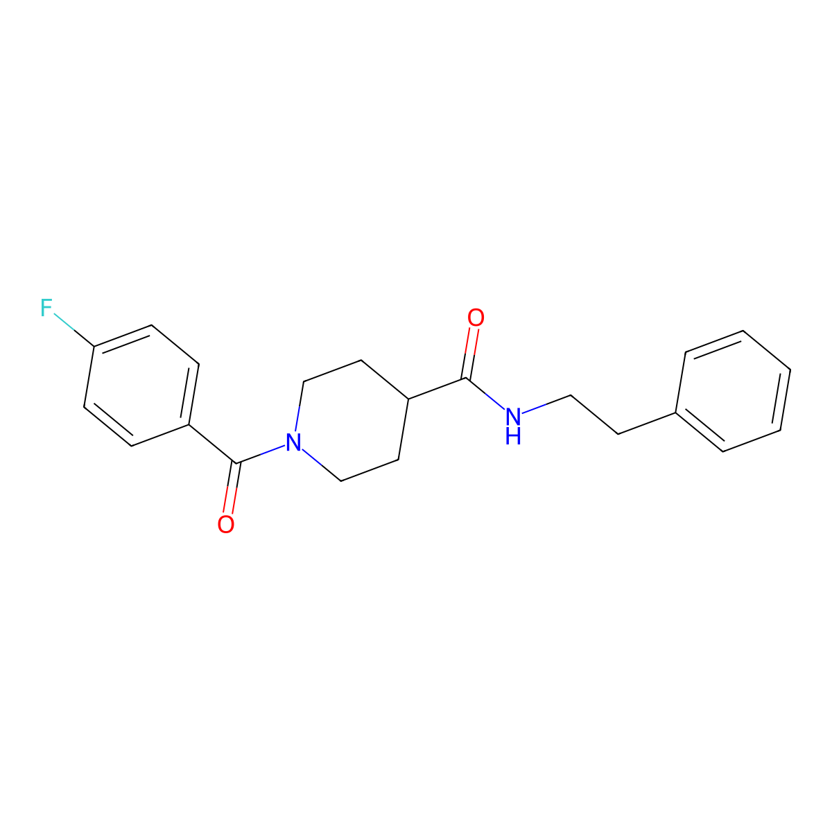 1-(4-fluorobenzoyl)-N-(2-phenylethyl)piperidine-4-carboxamide molecular structure, CAS 591239-23-5
