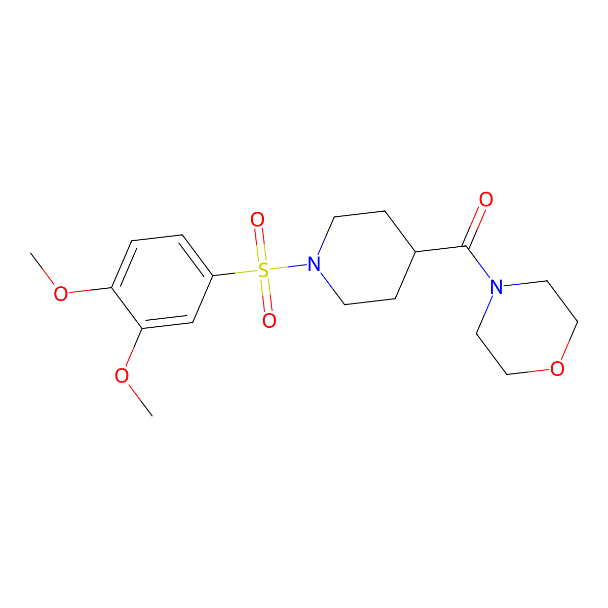 [1-(3,4-Dimethoxyphenyl)sulfonylpiperidin-4-yl]-morpholin-4-ylmethanone molecular structure, CAS 591239-24-6