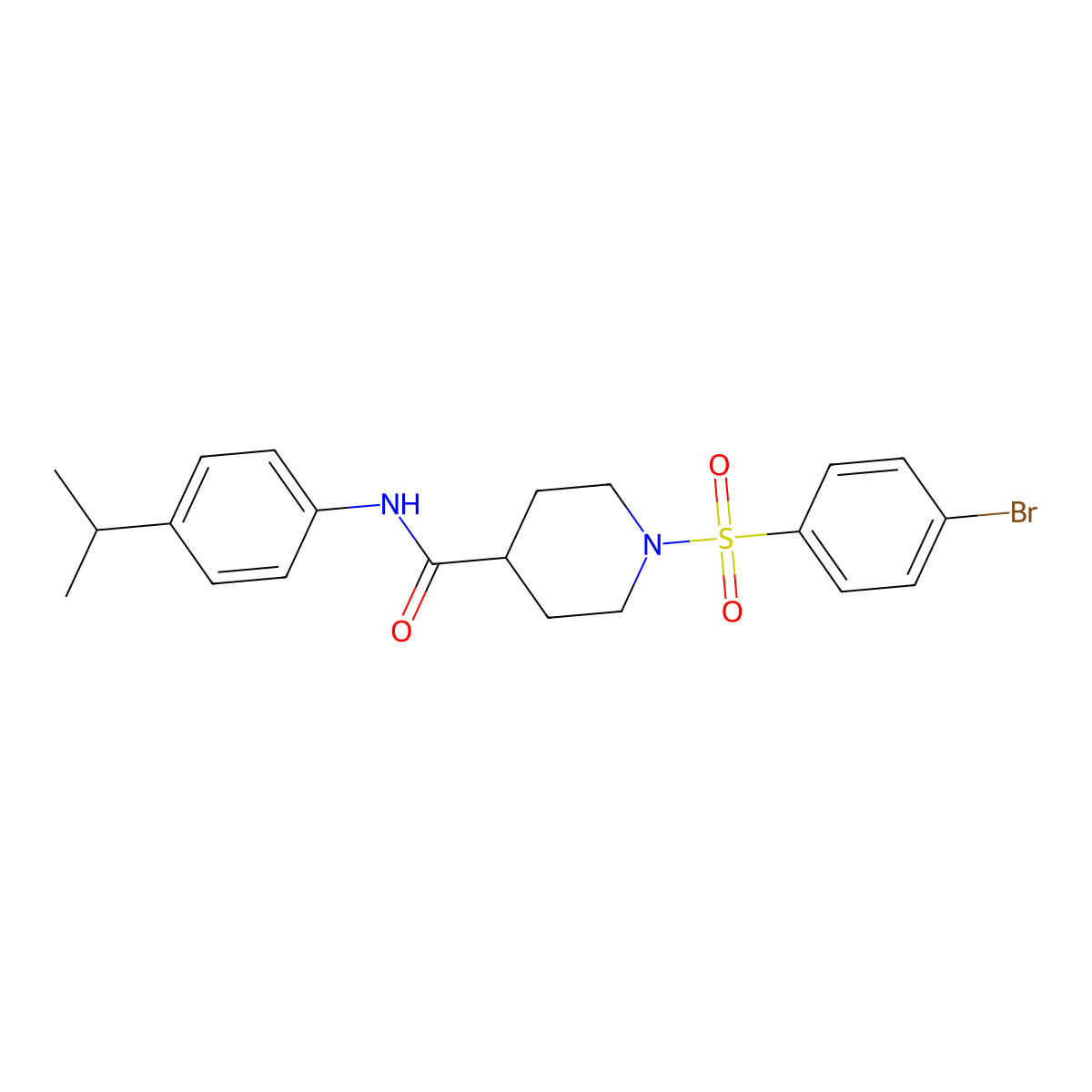 1-(4-bromophenyl)sulfonyl-N-(4-propan-2-ylphenyl)piperidine-4-carboxamide molecular structure, CAS 591239-40-6