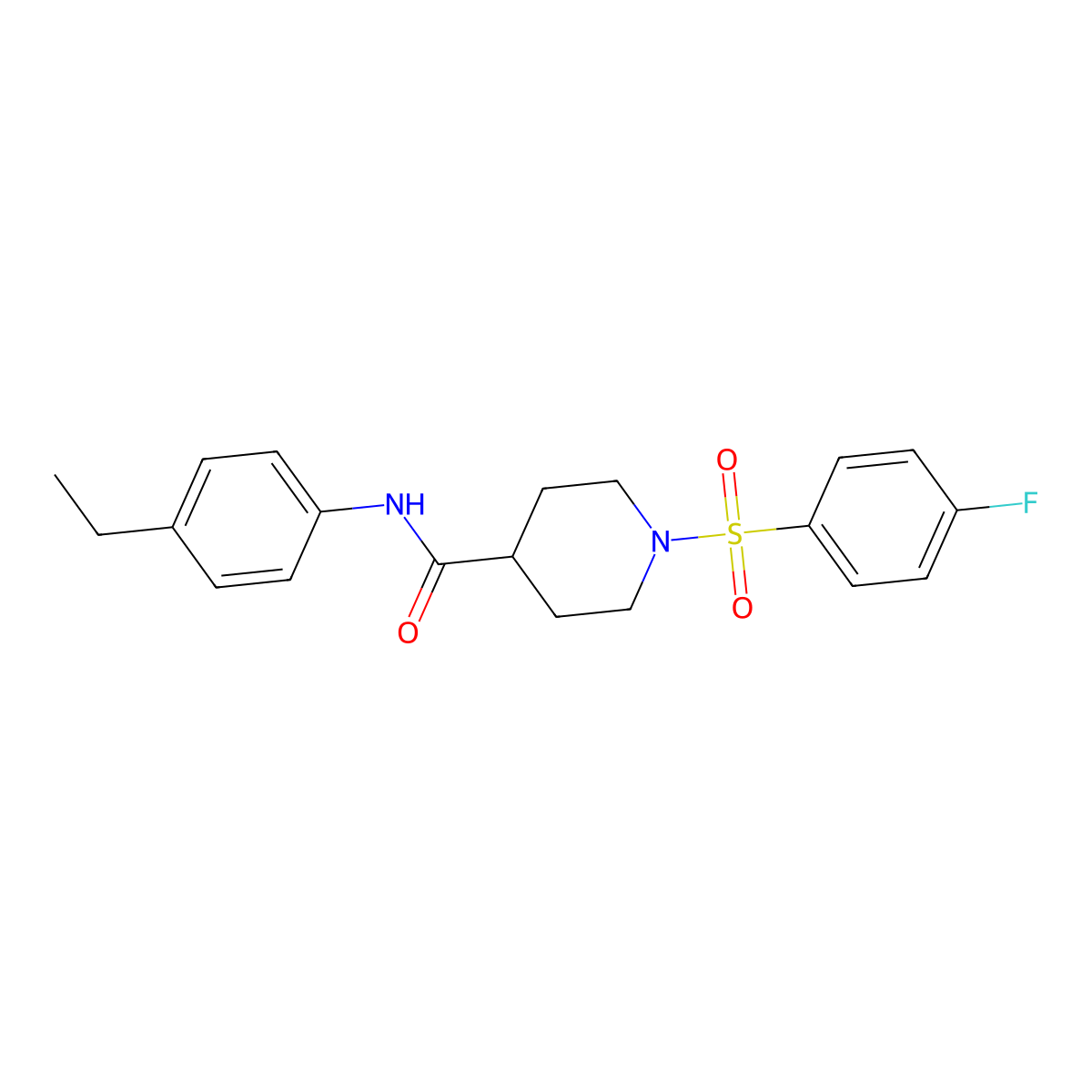 N-(4-ethylphenyl)-1-(4-fluorophenyl)sulfonylpiperidine-4-carboxamide molecular structure, CAS 591239-41-7