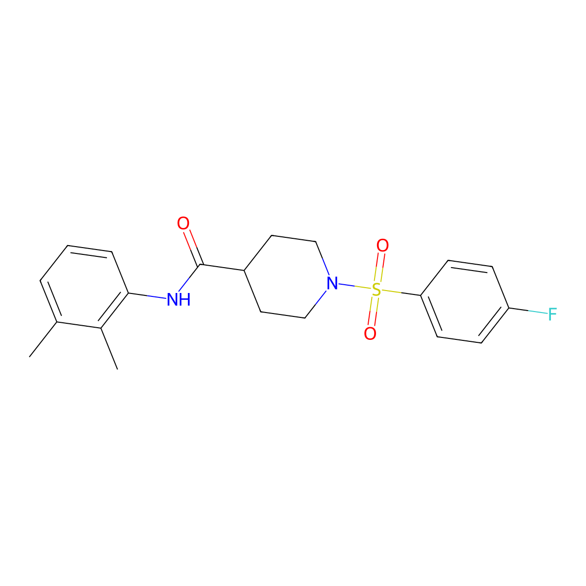 N-(2,3-dimethylphenyl)-1-(4-fluorophenyl)sulfonylpiperidine-4-carboxamide molecular structure, CAS 591239-44-0
