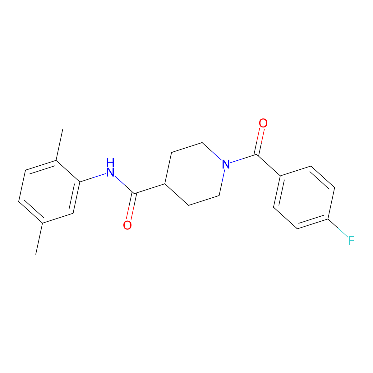 N-(2,5-dimethylphenyl)-1-(4-fluorobenzoyl)piperidine-4-carboxamide molecular structure, CAS 591239-49-5
