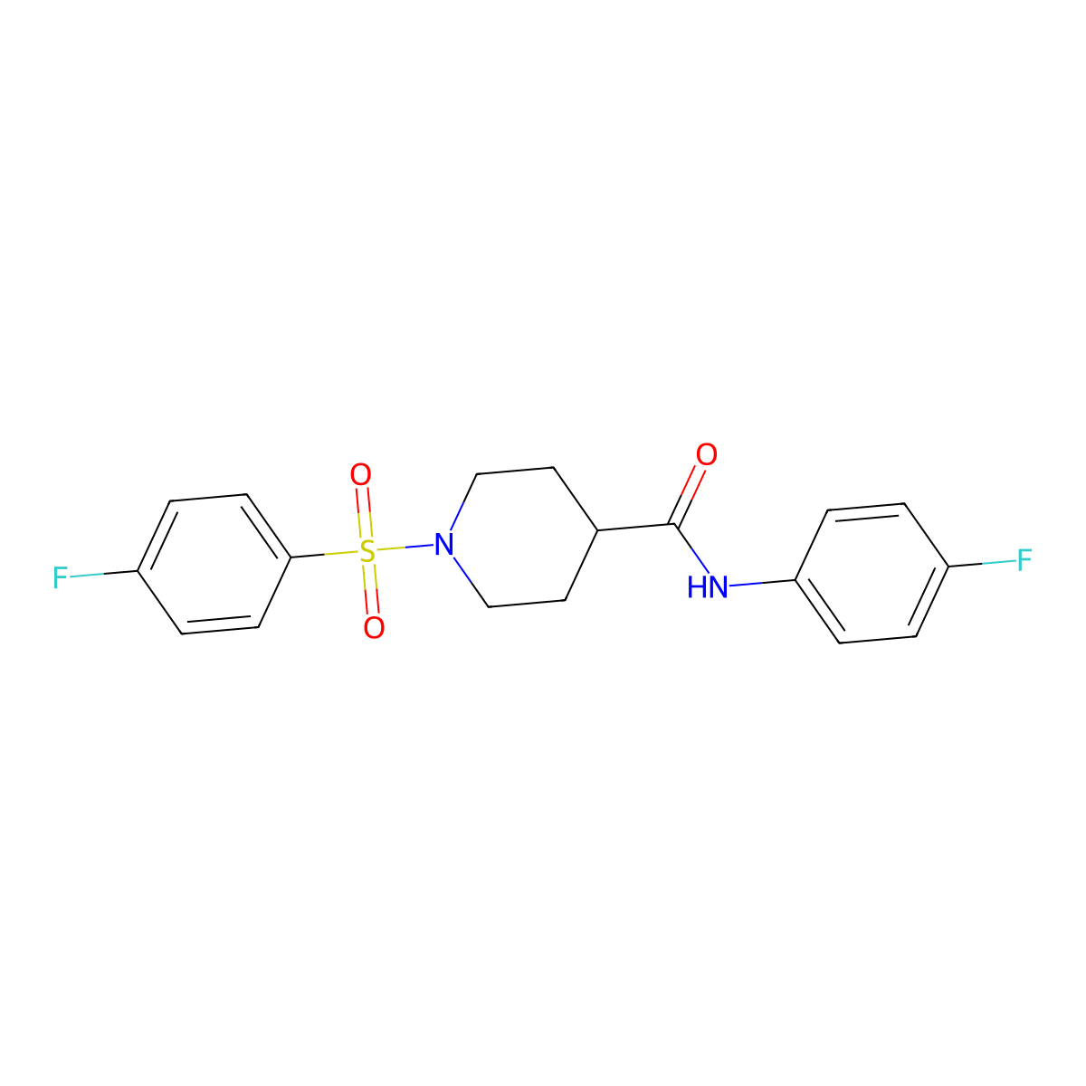 N-(4-fluorophenyl)-1-((4-fluorophenyl)sulfonyl)piperidine-4-carboxamide molecular structure, CAS 591239-51-9
