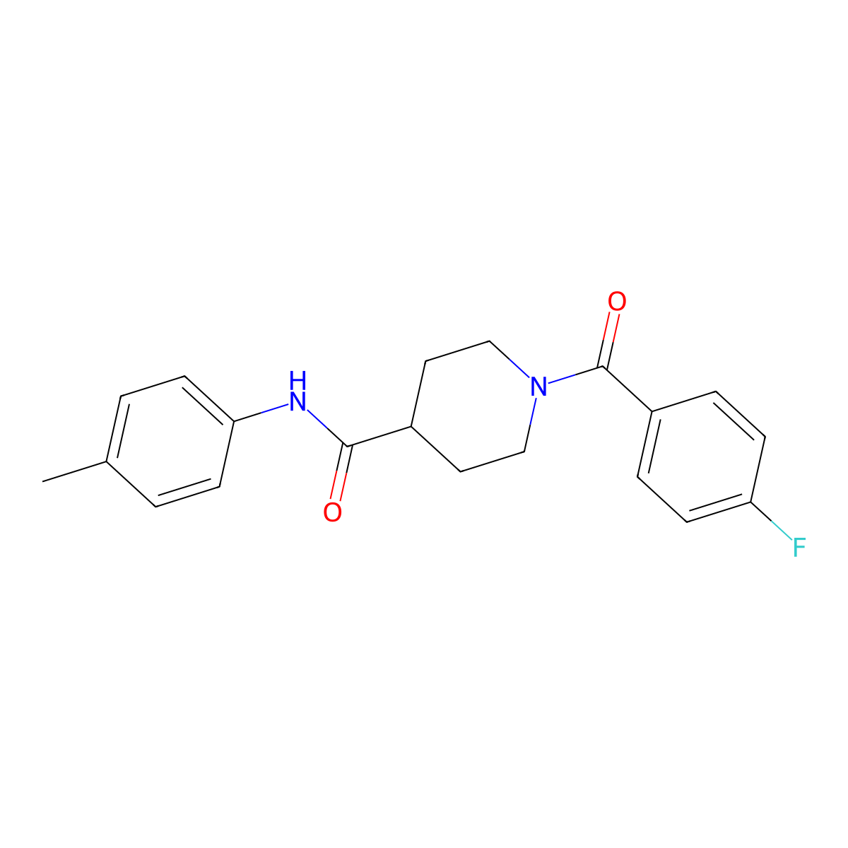 1-(4-fluorobenzoyl)-N-(4-methylphenyl)piperidine-4-carboxamide molecular structure, CAS 591239-55-3