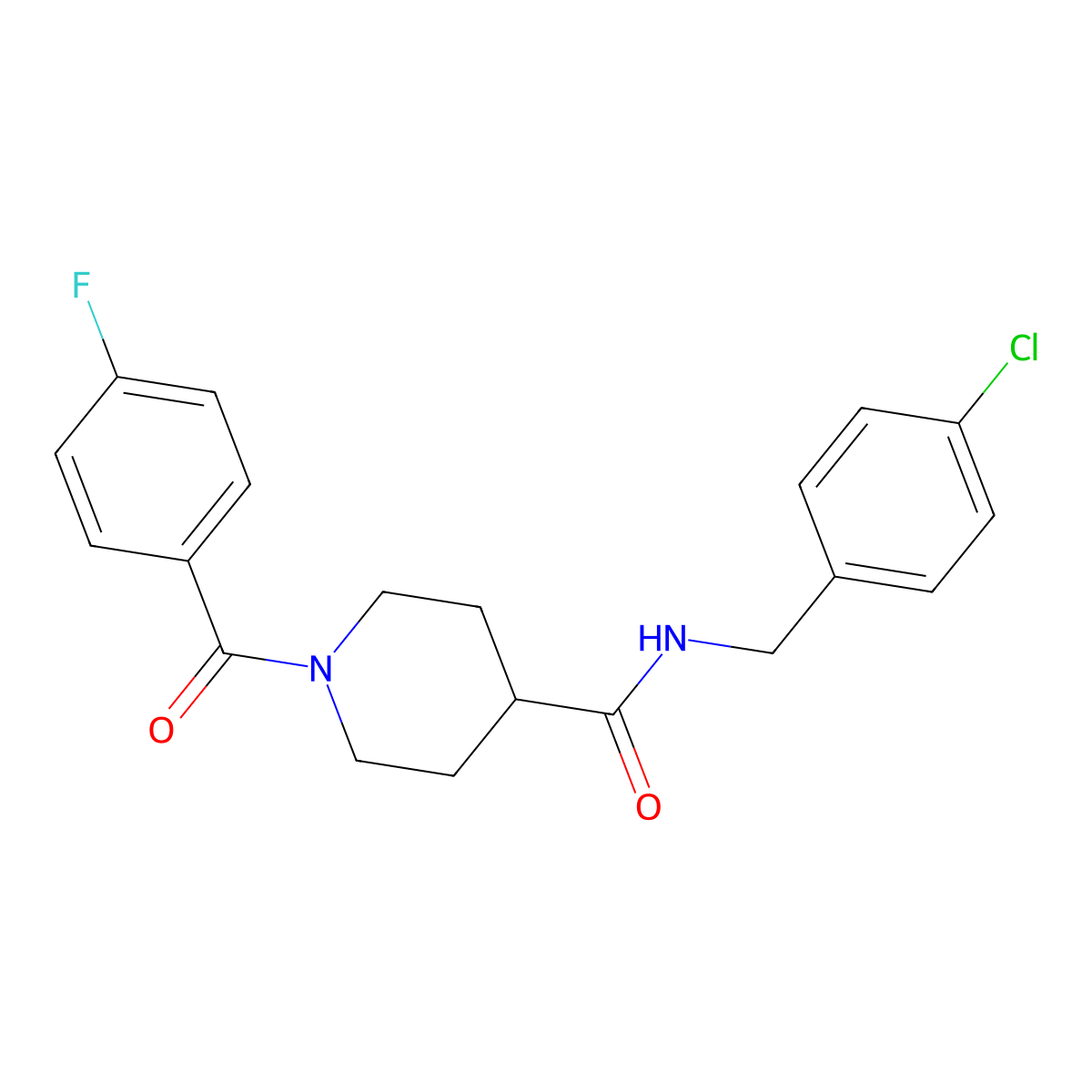 N-[(4-chlorophenyl)methyl]-1-(4-fluorobenzoyl)piperidine-4-carboxamide molecular structure, CAS 591239-58-6