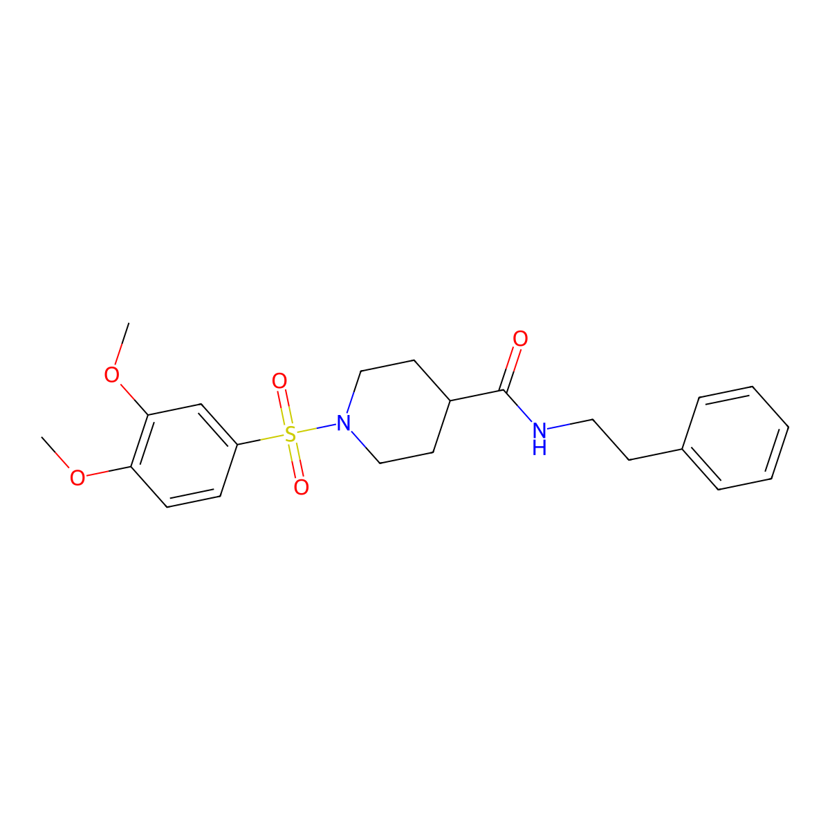 1-[(3,4-dimethoxyphenyl)sulfonyl]-N-(2-phenylethyl)piperidine-4-carboxamide molecular structure, CAS 591239-59-7