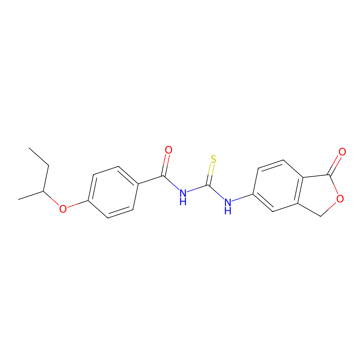 4-(sec-Butoxy)-N-((1-oxo-1,3-dihydroisobenzofuran-5-yl)carbamothioyl)benzamide molecular structure, CAS 591241-45-1