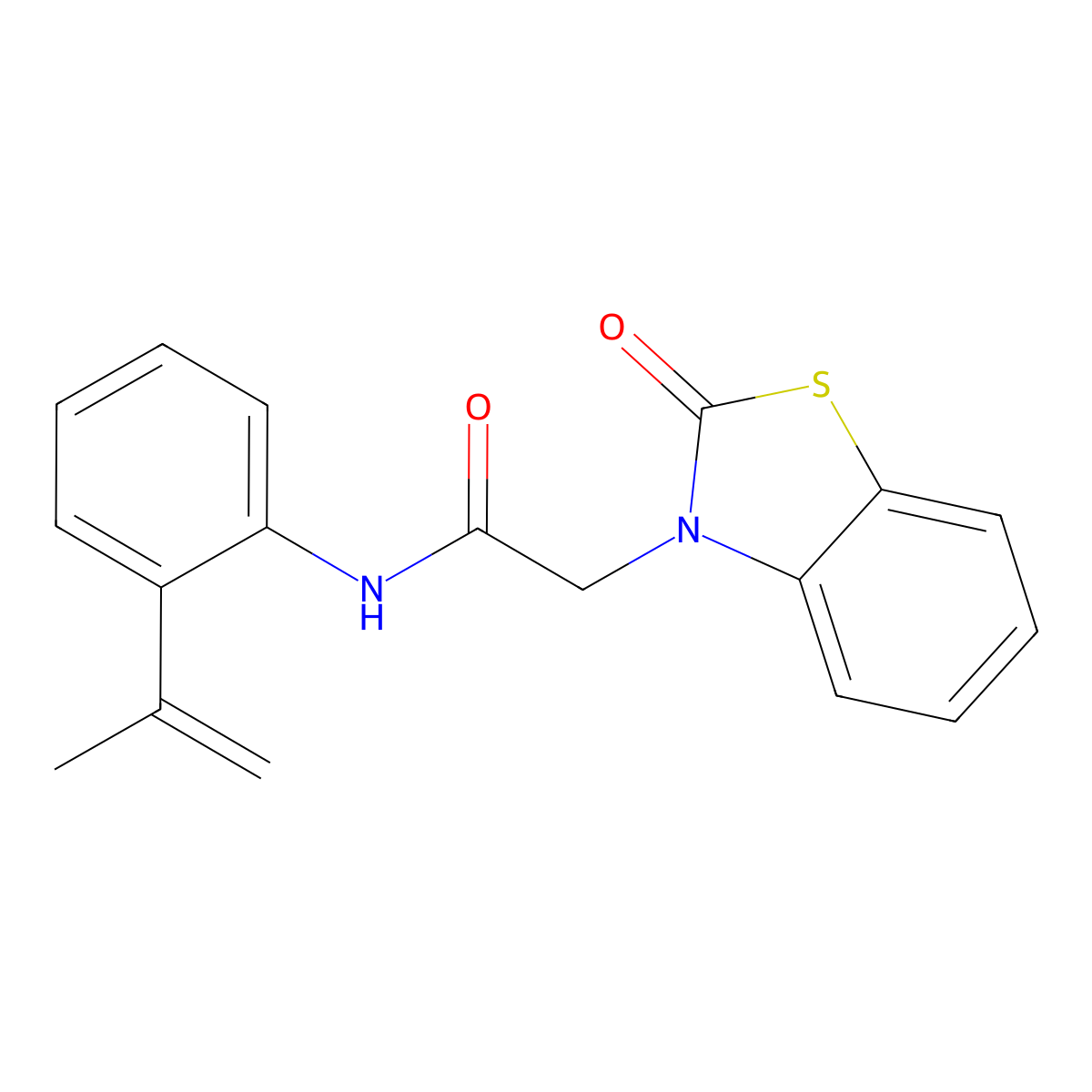 2-(2-oxo-1,3-benzothiazol-3-yl)-N-(2-prop-1-en-2-ylphenyl)acetamide molecular structure, CAS 591241-97-3