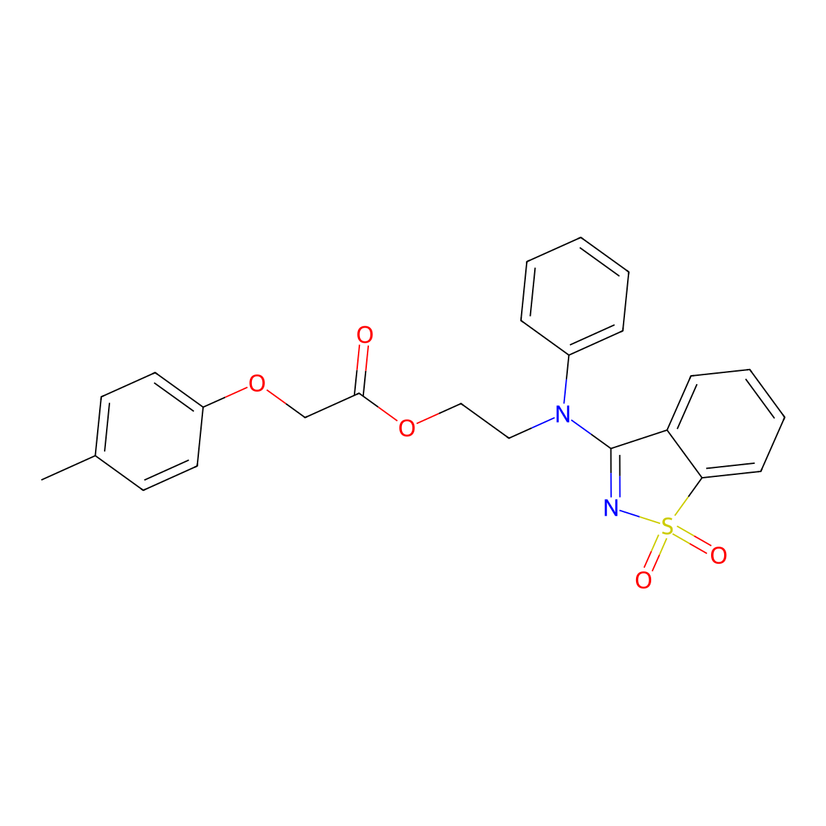 2-[(1,1-Dioxido-1,2-benzothiazol-3-yl)(phenyl)amino]ethyl (4-methylphenoxy)acetate molecular structure, CAS 591242-61-4