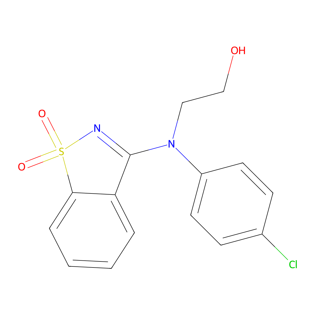 2-(4-chloro-N-(1,1-dioxo-1,2-benzothiazol-3-yl)anilino)ethanol molecular structure, CAS 591242-69-2