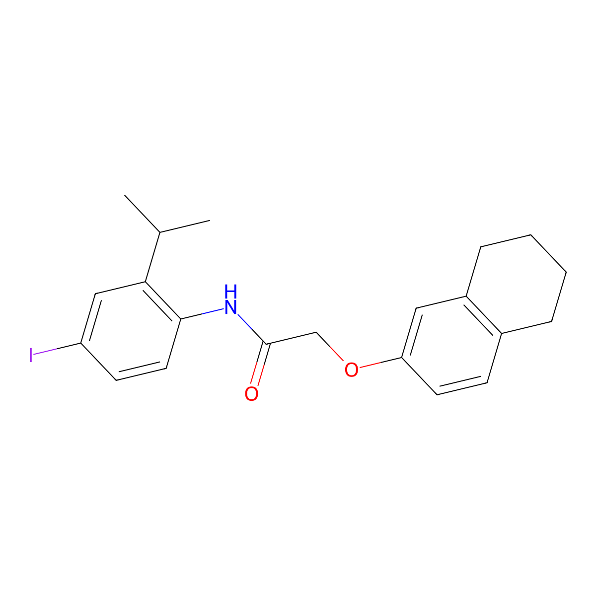 N-(4-iodo-2-propan-2-ylphenyl)-2-(5,6,7,8-tetrahydronaphthalen-2-yloxy)acetamide molecular structure, CAS 591242-88-5