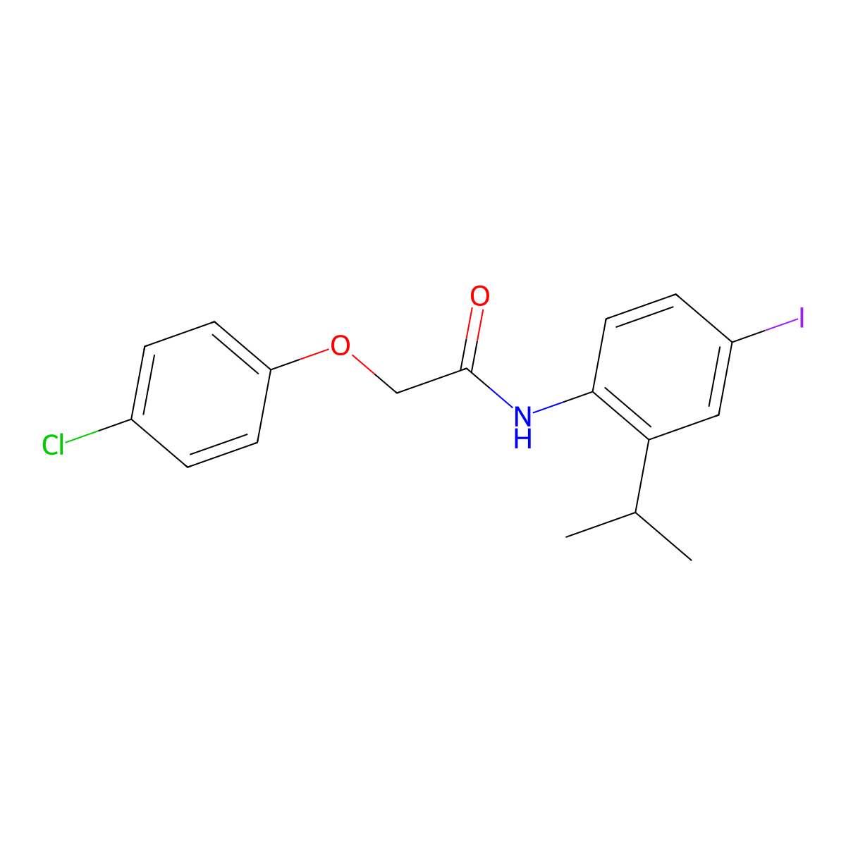 2-(4-chlorophenoxy)-N-(4-iodo-2-propan-2-ylphenyl)acetamide molecular structure, CAS 591242-89-6