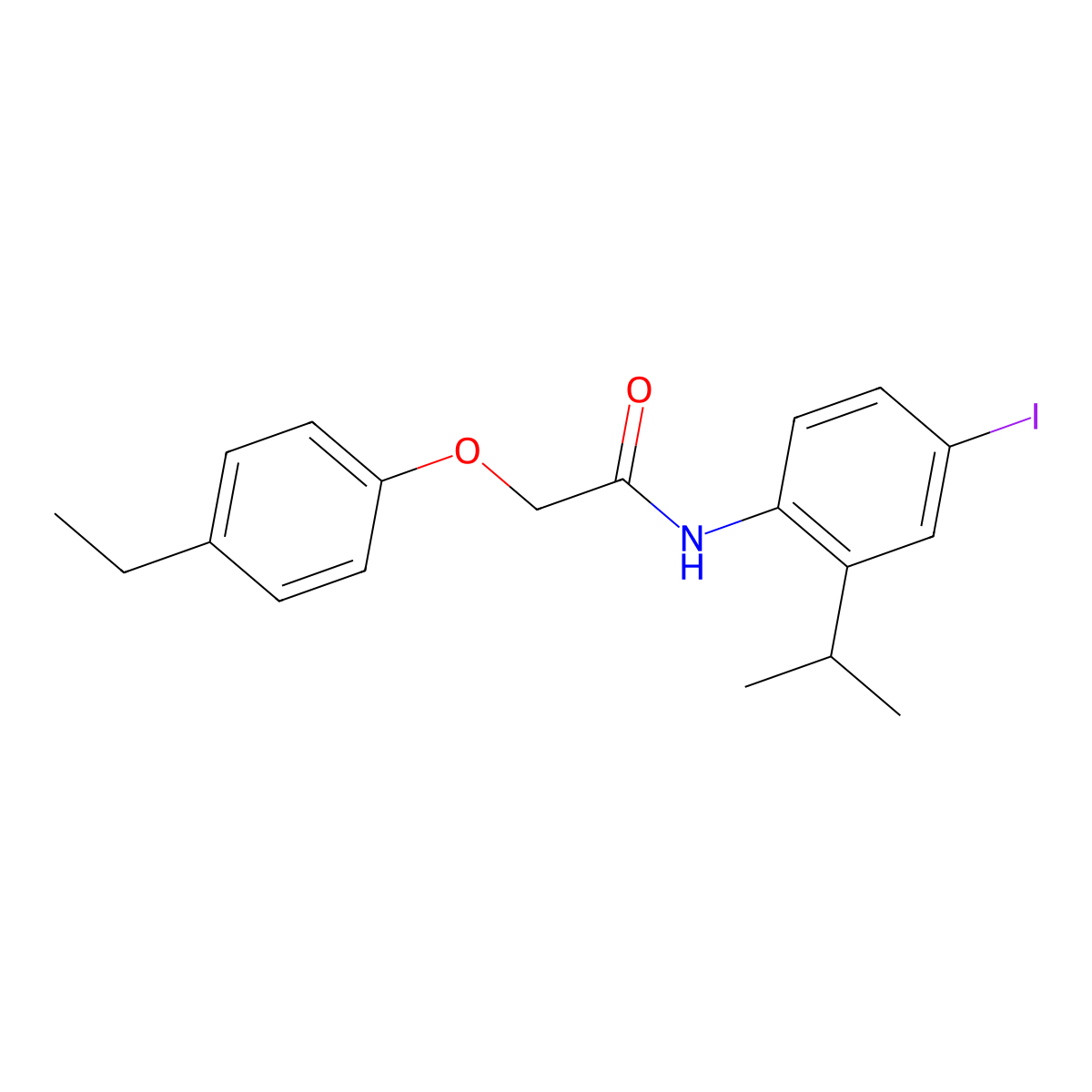 2-(4-ethylphenoxy)-N-(4-iodo-2-propan-2-ylphenyl)acetamide molecular structure, CAS 591243-03-7