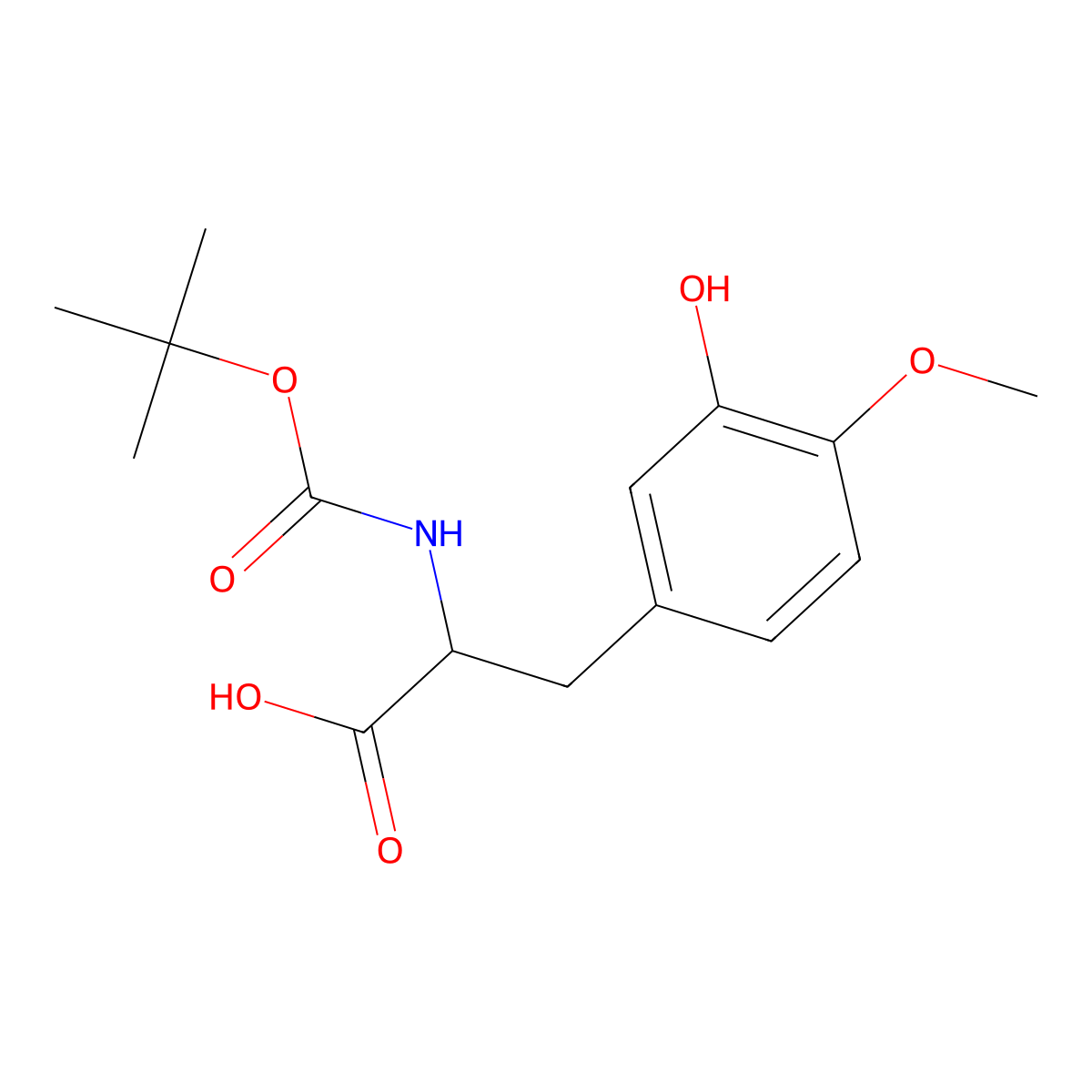 2-{[(Tert-butoxy)carbonyl]amino}-3-(3-hydroxy-4-methoxyphenyl)propanoicacid molecular structure, CAS 591250-08-7