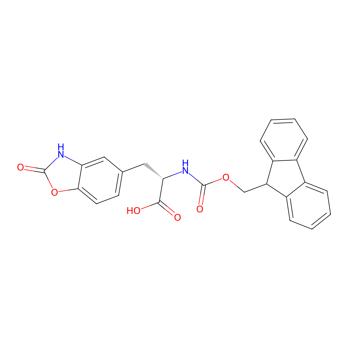 (2S)-2-({[(9H-fluoren-9-yl)methoxy]carbonyl}amino)-3-(2-oxo-2,3-dihydro-1,3-benzoxazol-5-yl)propanoic acid molecular structure, CAS 591254-47-6
