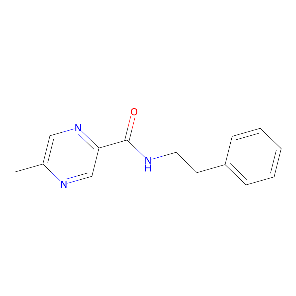 Pyrazinecarboxamide, 5-methyl-N-(2-phenylethyl)- molecular structure, CAS 591254-76-1