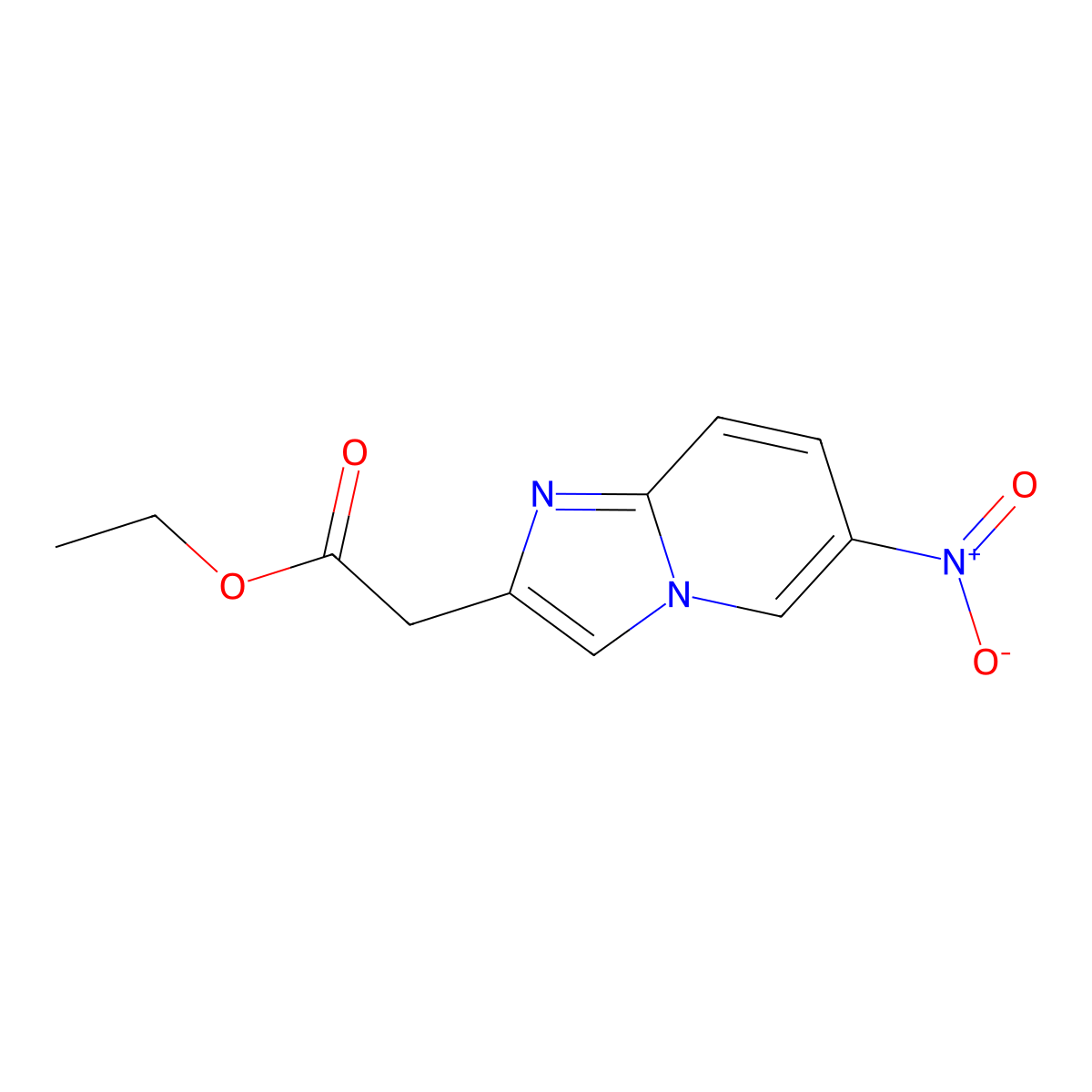 Ethyl 2-(6-nitroimidazo[1,2-a]pyridin-2-yl)acetate molecular structure, CAS 59128-07-3