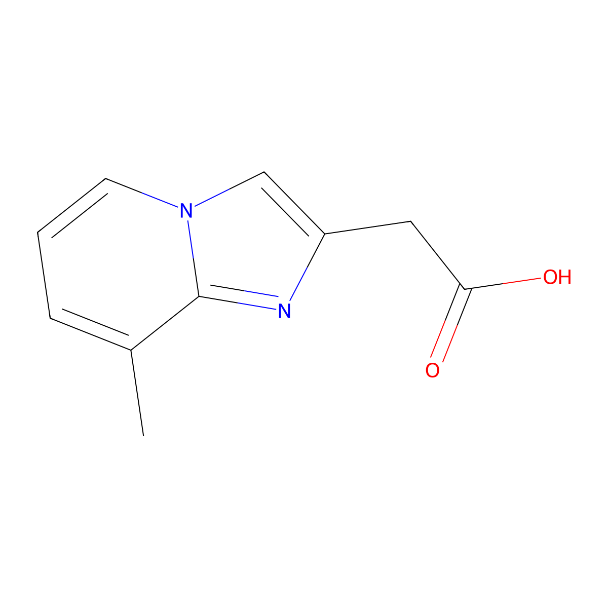 2-(8-Methylimidazo[1,2-a]pyridin-2-yl)acetic acid molecular structure, CAS 59128-08-4
