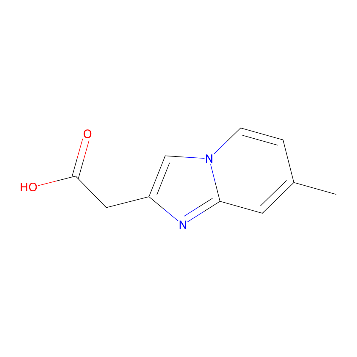 2-(7-Methylimidazo[1,2-a]pyridin-2-yl)acetic acid molecular structure, CAS 59128-09-5