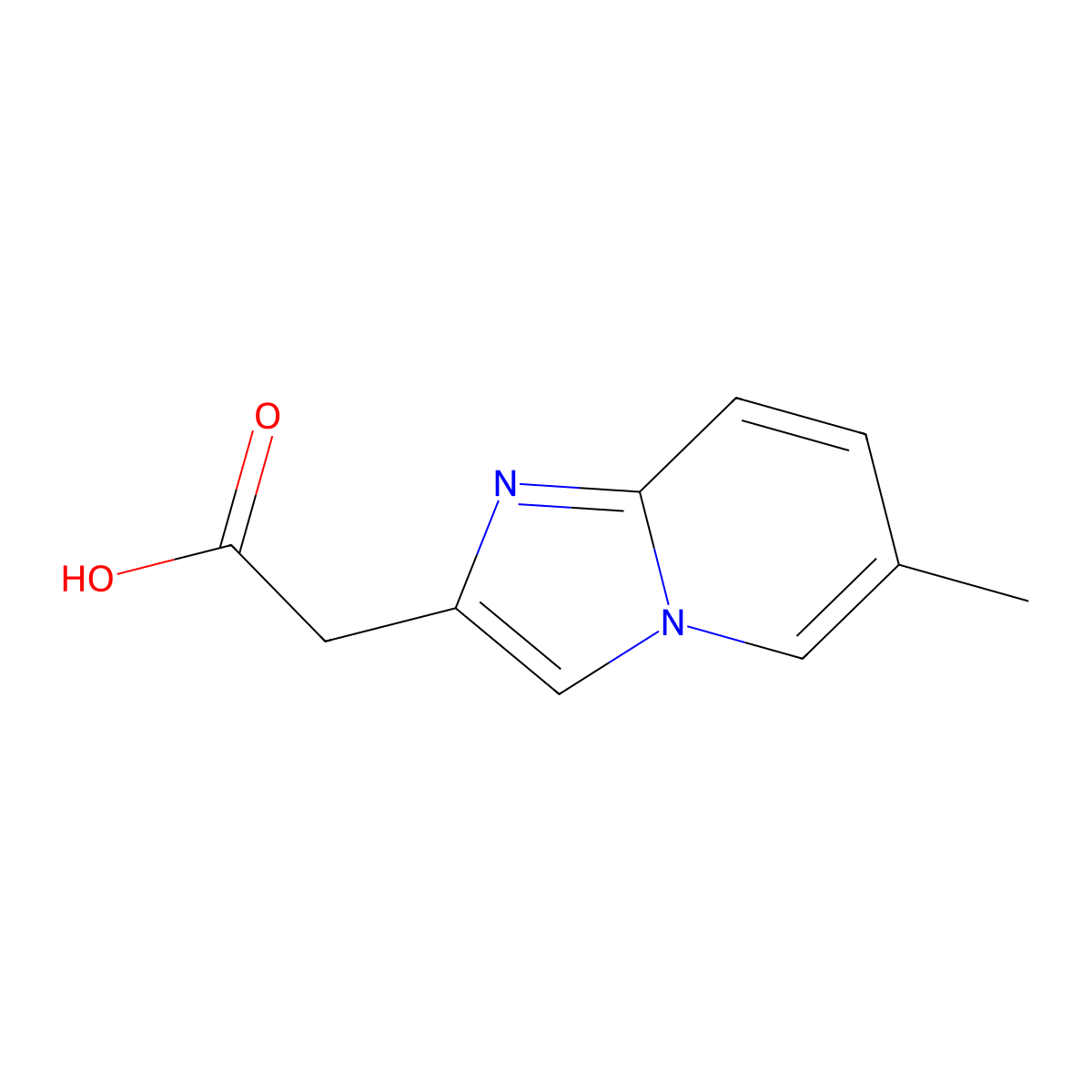 (6-Methyl-imidazo[1,2-a]pyridin-2-yl)-acetic acid molecular structure, CAS 59128-10-8