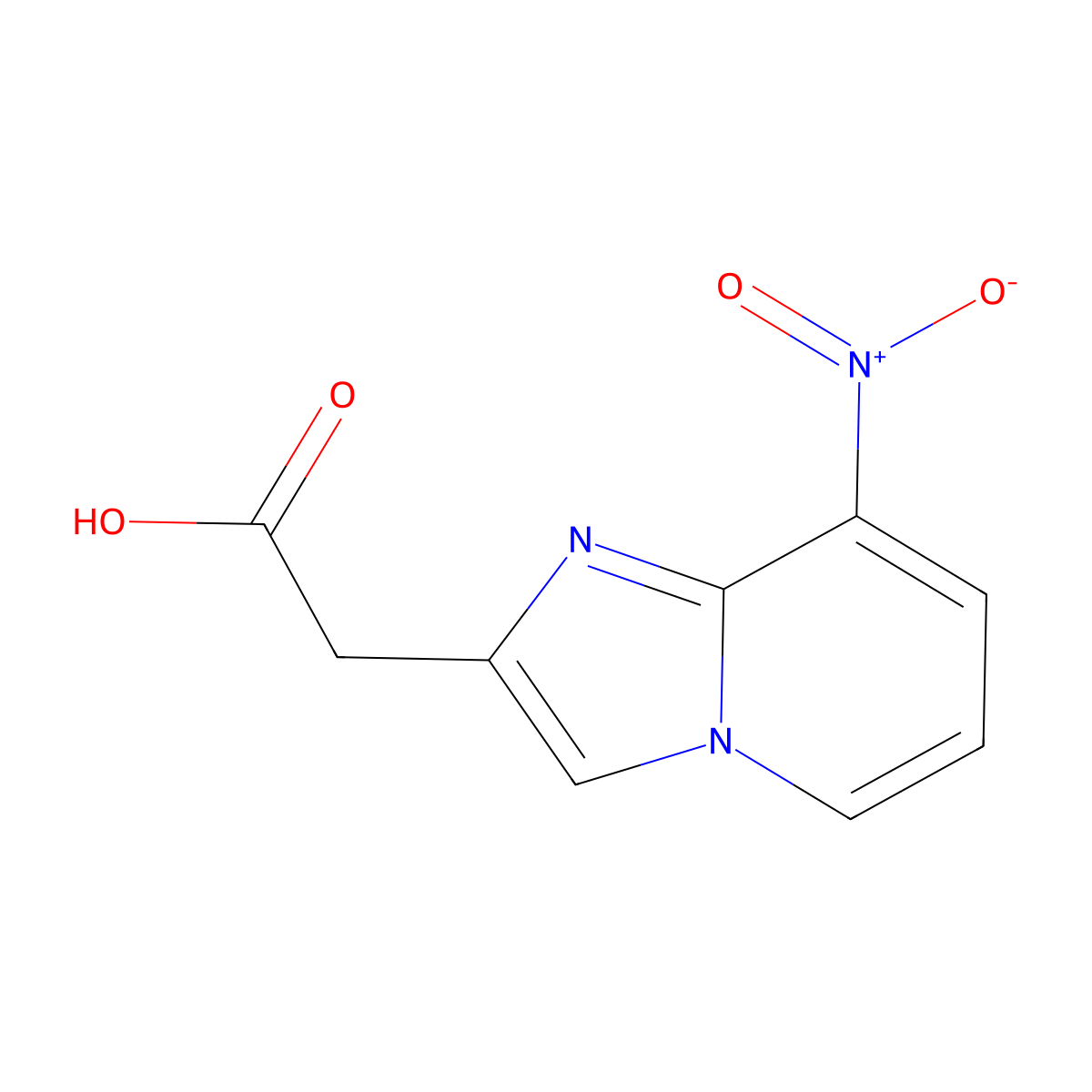 2-(8-Nitroimidazo[1,2-A]pyridin-2-YL)acetic acid molecular structure, CAS 59128-17-5