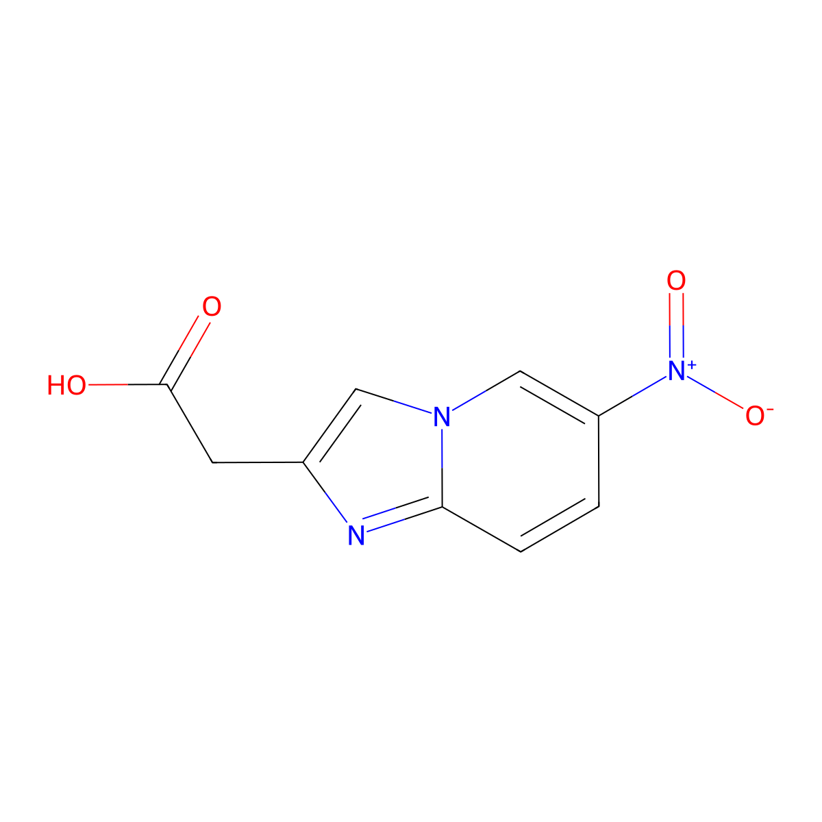 2-(6-Nitroimidazo[1,2-a]pyridin-2-yl)acetic acid molecular structure, CAS 59128-18-6