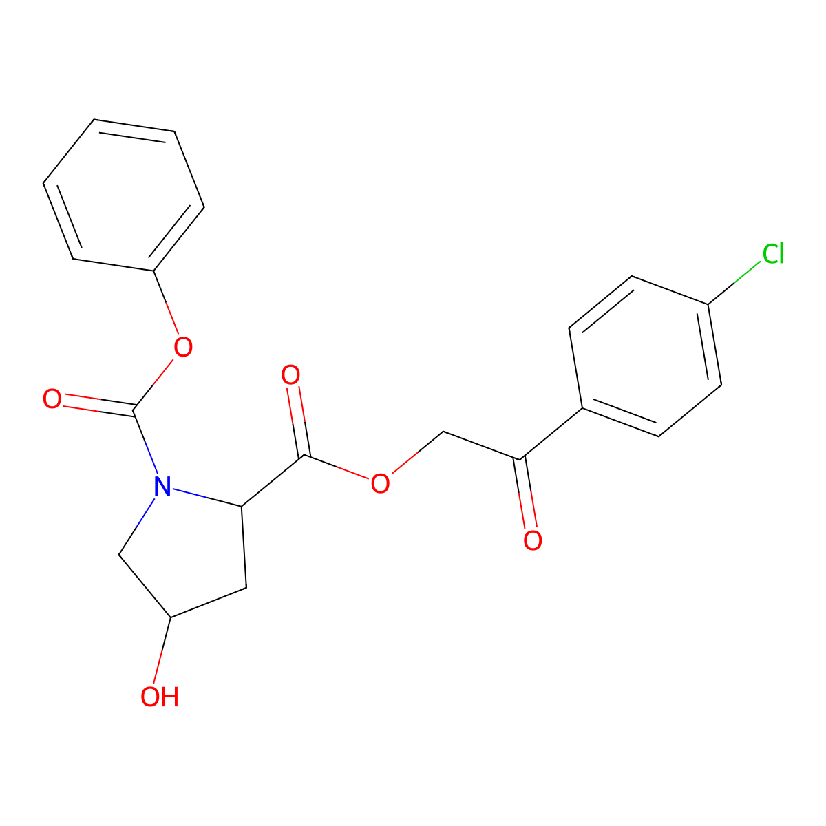 2-[2-(4-Chlorophenyl)-2-oxoethyl] 1-phenyl 4-hydroxypyrrolidine-1,2-dicarboxylate molecular structure, CAS 5913-87-1