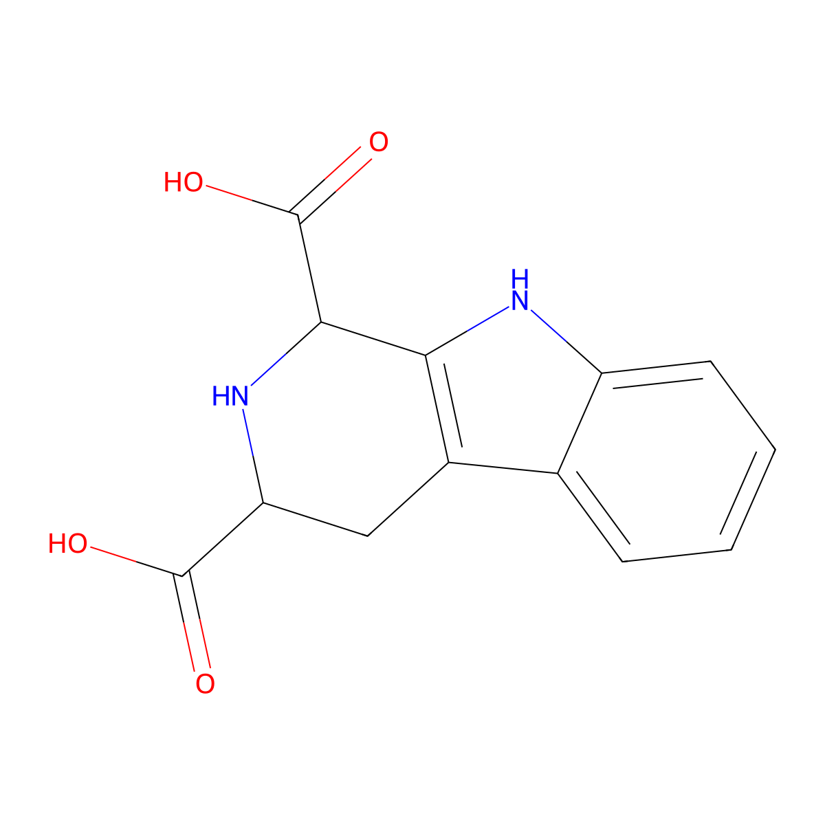 2,3,4,9-tetrahydro-1H-pyrido[3,4-b]indole-1,3-dicarboxylic acid molecular structure, CAS 59132-30-8