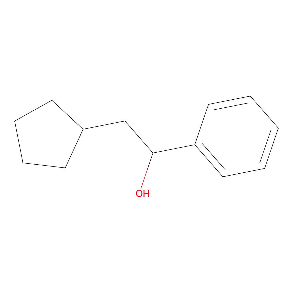 2-Cyclopentyl-1-phenylethan-1-ol molecular structure, CAS 59137-64-3