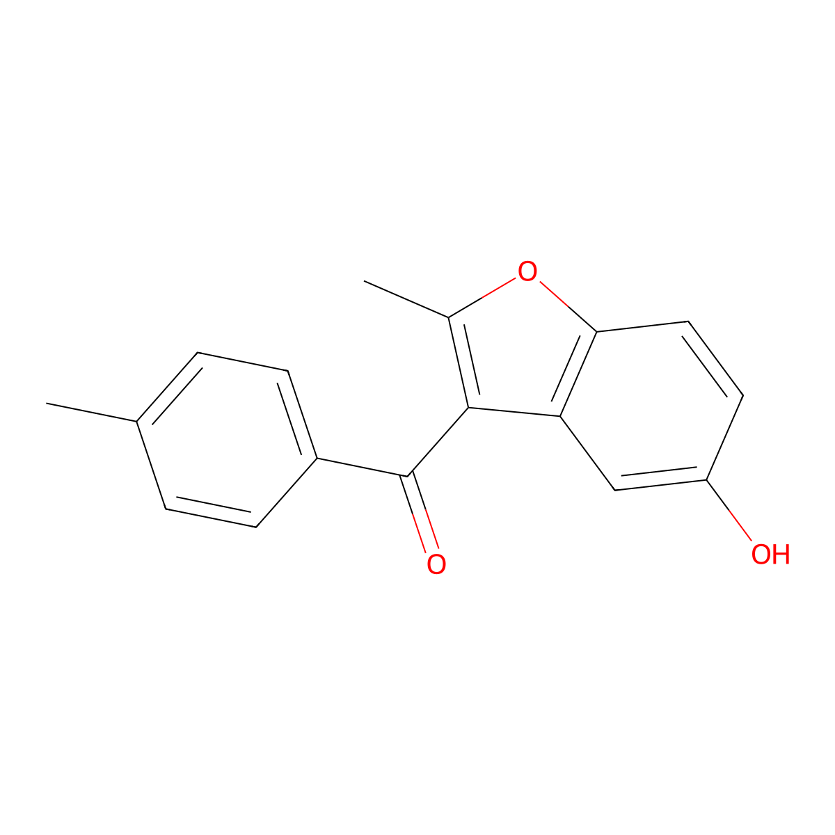 (5-Hydroxy-2-methyl-1-benzofuran-3-yl)(4-methylphenyl)methanone molecular structure, CAS 5914-16-9