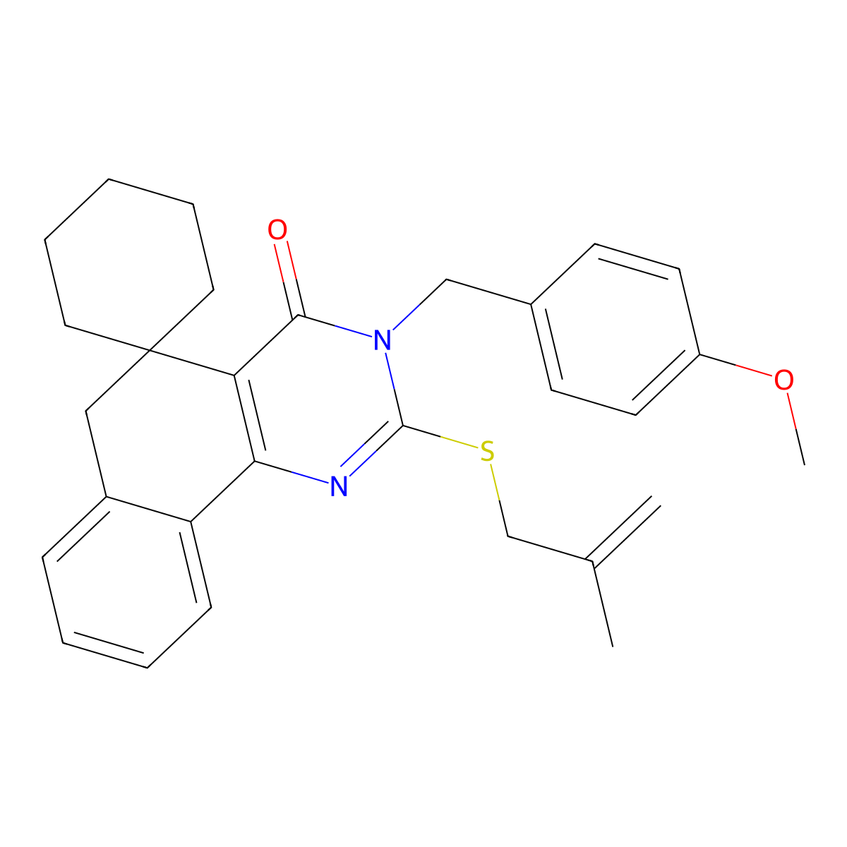 3-(4-methoxybenzyl)-2-[(2-methylprop-2-en-1-yl)sulfanyl]-3H-spiro[benzo[h]quinazoline-5,1'-cyclohexan]-4(6H)-one molecular structure, CAS 5914-56-7